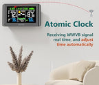 Weather Station Wireless Indoor Outdoor Thermometer: Digital Weather Thermometer with Atomic Clock Temperature Humidity Monitor with Calendar Adjustable Backlight