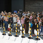 Amylove Plastic Stanchion Post Set, Traffic Warning Line Stanchion Crowd Control Safety Barriers Driveway Barrier with 5 Chains and 10 S Hooks for Outdoor Indoor Parking(Yellow Black,6 Pcs)