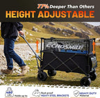 EchoSmile Collapsible Folding Wagon Cart with Mesh Fabric - 480lbs Capacity 2-in-1 Heavy Duty Utility Wagon for Camping, Beach, Grocery &Shopping