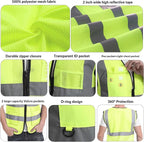 BeautyWill Custom Safety Vest Logo Class 2 High Visibility Reflevtive Vest Outdoor Protective Workwear