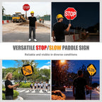Stop Slow Sign with 66" Adjustable Handle, 18x18 Inch Double Sided Reflective Traffic Stop/Slow Paddle Sign with Telescopic Handle, Lightweight Construction Aluminum Traffic Signs for Road Safety