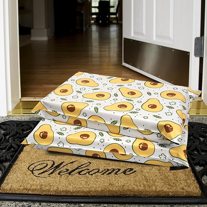 Poly Mailers 14.5x19 Inch 50 Pcs - Avocado printed Shipping Bags, 2.4mil Thickness, Waterproof and Tear Resistant Mailing Envelopes, Self-Sealing Packaging Bags for Small Business