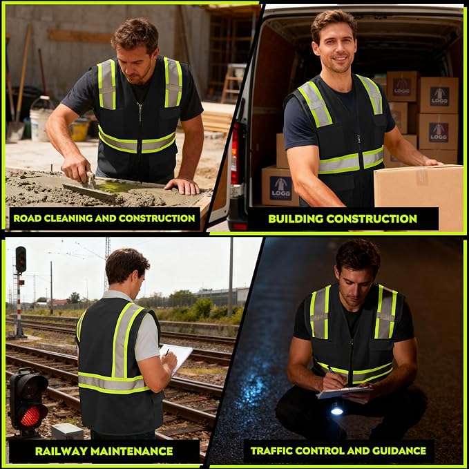 BeautyWill 10/20 Pack Custom Logo Safety Vest,Bulk High Visibility Class 2 Reflective Work Vests