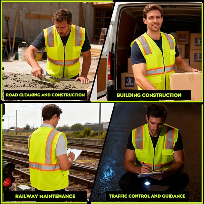 BeautyWill 10/20 Pack Custom Logo Safety Vest,Bulk High Visibility Class 2 Reflective Work Vests