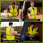 BeautyWill 10/20 Pack Custom Logo Safety Vest,Bulk High Visibility Class 2 Reflective Work Vests