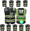 BeautyWill Custom Logo 10 Pockets Safety Vest Class2 ANSI Certified High Visibility Reflective Vest
