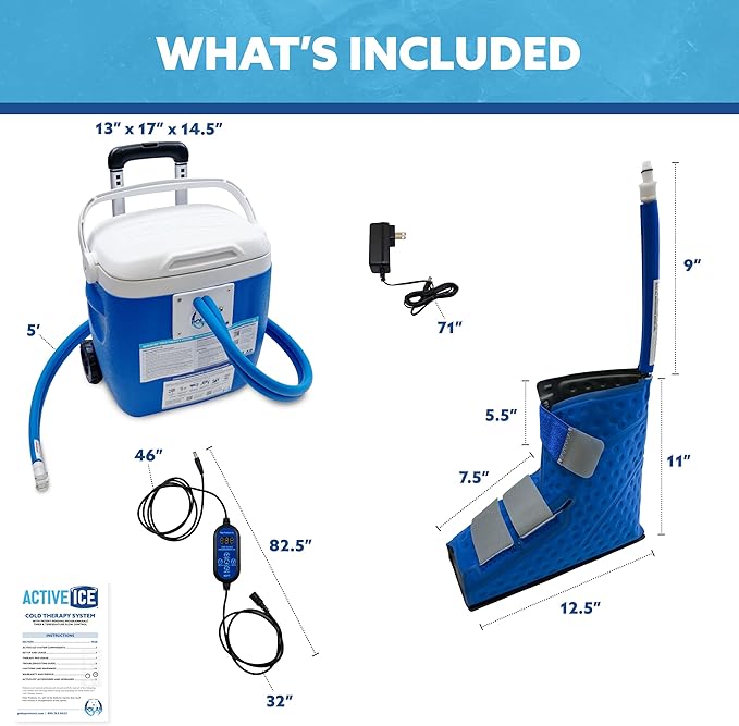 Polar Active Ice 3.0 Cold Therapy Ice Machine System with Programmable Timer, Foot and Ankle Therapy Pad, Lightweight 16 Quart Cooler, Quiet Pump, Strong Cryotherapy Pain Relief and Treatment