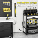 10 Outlet Metal Power Strip with 2100J Surge Protector, Heavy Duty 6FT Extension Cord, Wide Spaced Outlets and Wall Mount for Garage, Workshop, Industrial, Home, Ideal Gift for Father (6ft)