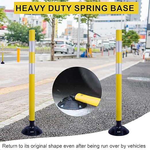 36 Inch Heavy Duty Traffic Cones 8-Pack with Spring Base - OrangeStar Reflective Safety Cones for Construction Zones, Highways, Parking Lots - Yellow Road Delineators