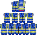 Safety Vest Reflective High Visibility with 5 Pockets ＆Zipper Class 2 Adult Unisex Construction Security Workwear