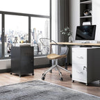 2 Drawer Mobile File Cabinet with Lock and Wheels, Small Vertical Under Desk Steel Rolling Storage Cabinet for Home Office Legal/Letter/A4 Files, Assembly Required (White)