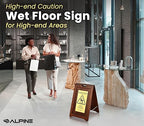 Wooden Caution Wet Floor Sign Slippery A-Frame with Bold Bilingual Safety Message, High-Grade Wood Finish, Brass-Plated for Restaurants, Offices, Hospitality & Retail Centers By Alpine Industries