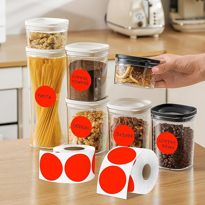 2 Inch Fluorescent Red Circle Stickers 500 Pcs,Permanent Color Coding Dots for Office Home Organization, File Classification,Multipurpose Labels