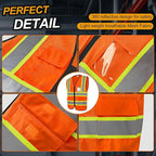 High Visibility Vest for Men Women 5 Pockets Safety Vest with Reflective Strips, Hi Vis Vest with Mesh Fabric, Breathable, (GR720-Orange,S).