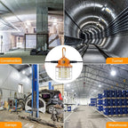 60W Led Temporary Work Light 8700 Lumens 5000K Construction Lights with Stainless Steel Protective Cover and Hook for Indoor Outdoor Connectable Portable Light High Bay Workshop Garage