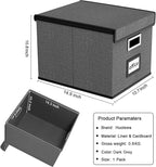 Huolewa File Organizer Box with Lid, Collapsible File Folder Organizer for Office Document Storage, Filing Box with Plastic Slide for Letter Size Hanging File Folders(1 Pack, Dark Grey)