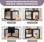 LZRS 2-Panel Freestanding Foldable Wood Dog Gate – Solid Wood & Steel Wire, Chew-Resistant Pet Barrier for Indoor Use, Ideal for Small to Medium Dogs, Black