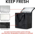 NZ home Medium Insulated Cooler Bag and Food Warmer for Delivery & Grocery Shopping with Zippered Top, Black (1 Pack)