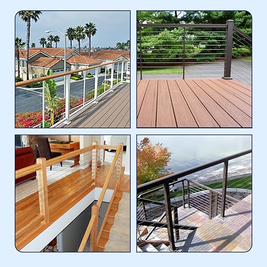 50 Pack 30 Degree Angle Protective Sleeves, Black Cable Railing Corner Protector Sleeve Beveled for 1/8" Wire Rope, T316 Marine Grade Cable Railing Kit with Two Drill Bit for Wood Posts HF039B