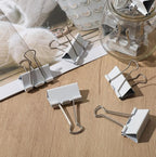 Jetec 200 Pcs 1.6in/41mm Metal White Binder Clips Bulk Medium Reusable Fold Back Binder Clips Paper Clamps Spring Steel Sturdy for Home School Office Supplies