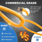 100FT Construction String Lights with Outdoor Extension Cord Safety Cover, 100W 11 Bulbs Work Lights, IP65 Waterproof, 8000LM 6500K Temporary Lighting for Workshop, Mine cave, Job Site
