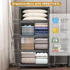 1280Qt Stackable Storage Bins with Lids, 8 Pack Large Collapsible Bins with Wheels, Plastic Cabinet with Doors, Foldable Closet Organizers and Storage for Home, Dorm, Office, Black