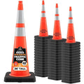 Xpose Safety 36 Inch Orange Slim Line Traffic Cones Heavy Duty 12lb with 6" & 4" Collars, 48 Pack Multipurpose PVC Plastic Safety Cone for Parking, Soccer, Caution, Kids & Construction - DOT Approved