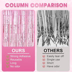 3 Pack 3.3 x 8.2 ft Light Pink Foil Fringe Backdrop Curtains, Tinsel Streamers Birthday Party Decorations, Fringe Backdrop for Graduation, Baby Shower, Gender Reveal, Disco Party