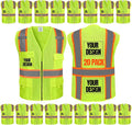 BeautyWill 10/20 Pack Custom Logo Safety Vest,Bulk High Visibility Class 2 Reflective Work Vests