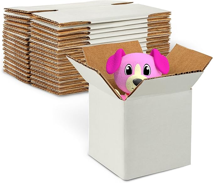 MT Products 4" x 4" x 4" Corrugated White Cardboard Shipping Boxes - Mailing Boxes for Shipping - Mailer Boxes For Shipping - Packaging Boxes (Pack of 15) - Made in the USA