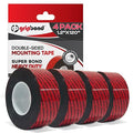 GripBond Black Super Bond Heavy Duty Double Sided Tape, 4 Rolls (10 Ft), 1.2” x 120” – Waterproof Adhesive Mounting Tape for Indoor/Outdoor, Walls, Automotive, Car, LED Strip Lights, Home, Office
