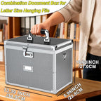 File Storage Cabinet File Organizer Document Organizer File Box in Office and Home with Combination Lock with 20 Letter Size Hanging Files (Diamond Silver)
