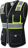 Safety Vest for women, Hi vis Reflective Lady Work vest With 9 Multi Pocket And Zipper