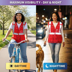 Lace-Mesh Safety Vest for Women & Men - Breathable, High Visibility Vest with Zipper & ANSI Class 2 Reflective Strips