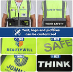BeautyWill 10/20 Pack Custom Logo Safety Vest,Bulk High Visibility Class 2 Reflective Work Vests