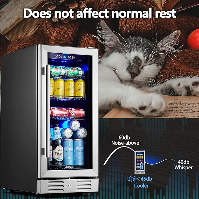 Kalamera 15 Inch 94 Cans Beverage Cooler Refrigerator,for Soda Beer Wine - Freestanding Beverage Fridge for Bedroom Office Bar,Adjustable Shelves & Digital Temperature Display