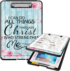 A4 Clipboards,Heavy Duty Waterproof Nursing Plastic Folder Clipboard with Storage Clip Boards,File Folder Storage Box Clipboard Case for Teacher,Doctor,Offices,Bible Verses Philippians 4-13