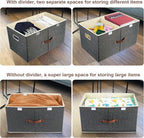 TYEERS Extra Large Collapsible Storage Bins with Lids and Compartments, Washable, Fabric Storage Boxes, 21.7x13x11.8 inches, 2 Pack, Black
