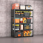 Metal Garage Shelving Unit with Pegboard, Heavy Duty 5-Tier Adjustable Industrial Storage Shelves, 5000 LBS Steel Storage Rack for Garage, Warehouse, Basement, 72"H x 47.2"W x 23.6"D, Black