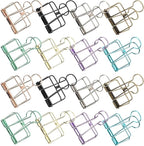 16 Pcs Hollow Binder Clips - 8 Colors Skeleton Design Paper Clamps for Office School Home Use, Organize Documents Files Notes(L,1.9x2.6in)