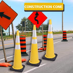 BESEA 4Pack 36” inch Traffic Cones Yellow Road Parking Cones Construction Safety Cone Structurally Stable for Traffic Control(Yellow Color)