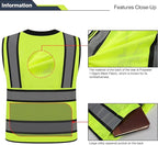 Class 2 High Visibility Reflective Safety Vests Women & Men With 15 Pockets And Zipper Front,Meets Ansi/Isea Standards