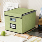 Huolewa File Organizer Boxes with Lids, Linen Hanging Filing & Storage Box with Plastic Slide for Office/Decor/Home, Universal Hanging Filing Organization Box for Letter/Legal Folder