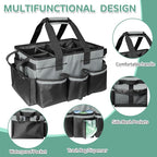 Boczif Cleaning Caddy Bag Wearable, Supplies Organizer With Handle, Shoulder Straps & Detachable Divide, Tool Organizers Tote for Cleaners & Housekeepers (Grey)