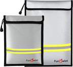 Fireproof Waterproof Money Document Bag - 2 Pack Safe Upgraded Zipper Bags, Fire & Water Resistant Storage Organizer Pouch for A4 A5 Documents Holder,File,Cash,Jewelry,Passport,Tablet,Laptop (Gray)