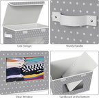 Univivi Fabric Foldable Storage Boxes [4-Pack] Large Collapsible Stackable Storage Bins with Lids, Closet Organizers and Storage Cube Basket for Home, Office, Bedroom (Gray Star, 17”x 12” x 12”)