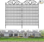 8 Panels No Dig Tall Garden Fence Panel – 48" H X 21' L Rustproof Metal Dog Fence Outdoor for Yard, Decorative Animal Barrier Fence for Pet, Garden Border, Patio, Flower Beds| Temporary Fencing
