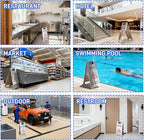 4 Pack Stainless Steel Wet Floor Sign, 24 Inch Caution Wet Floor Sign Portable Foldable Bilingual Safety Warning for Hotel Market Restroom Restaurant Office (Silver)