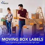 Perco Fluorescent Orange 3x5 Inch Perforated Sticker Labels — 150 Stickers/Roll — with Permanent Adhesive for Inventory Management, Color Coding, Moving Boxes, Retail, Organizing & Crafts—Made in USA