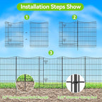 INJOPEXI Decorative Garden Fence 6 Panels 13ft(L)×36in(H) Metal Garden Fences with 5 Panels + 1 Gate, Animal Barrier Rabbit Fence Rustproof Wire Temporary Dog Fencing Outdoor for Yard Lawn Patio